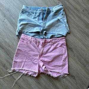 Old Navy Pink and Blue Jean Shorts